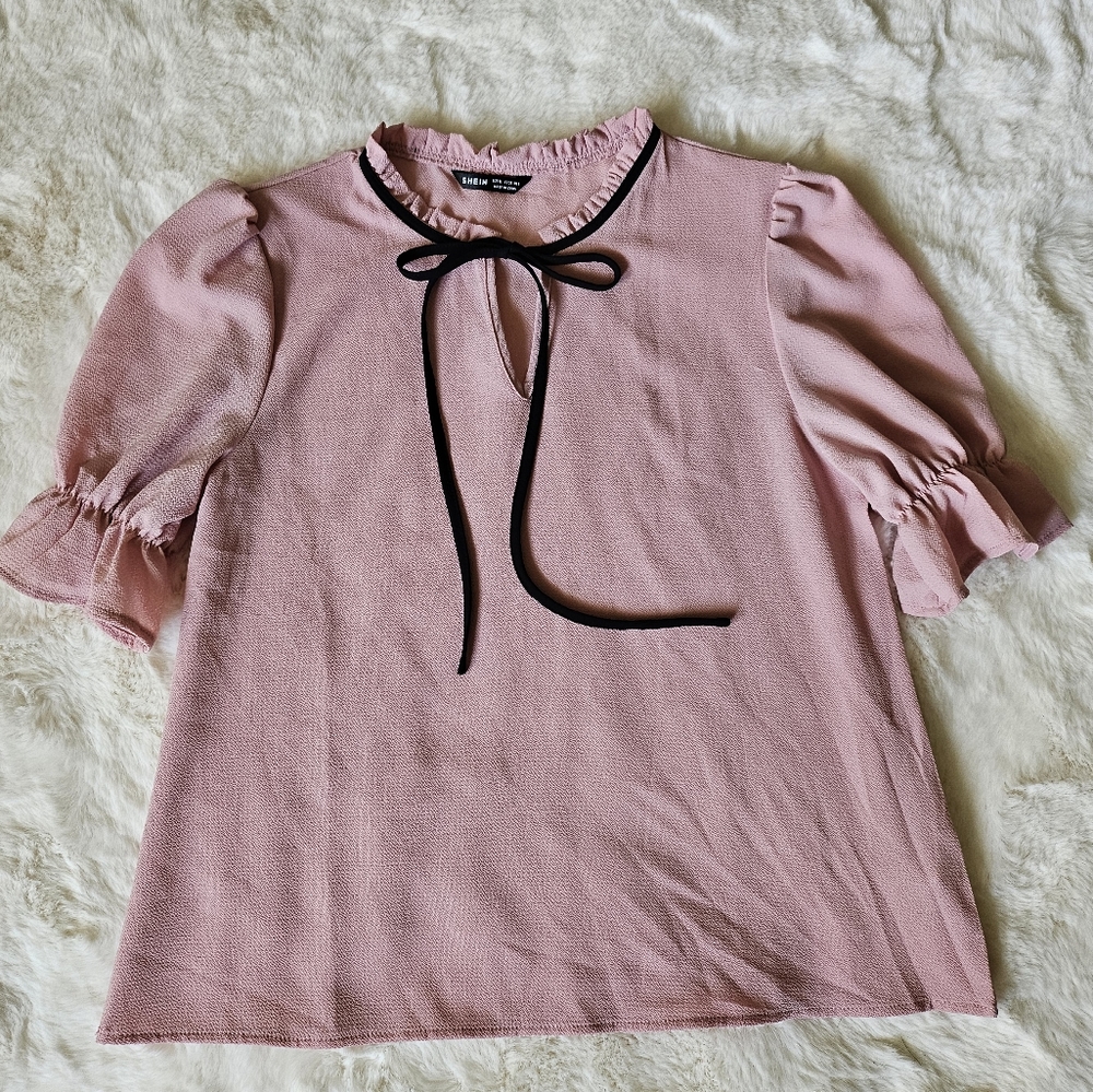 Pink Puff Sleeve Blouse